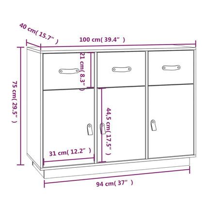 Dressoir 100x40x75 cm massief grenenhout - AllerleiShop