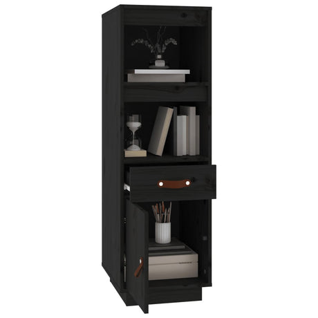 Hoge kast 34x40x108,5 cm massief grenenhout zwart - AllerleiShop