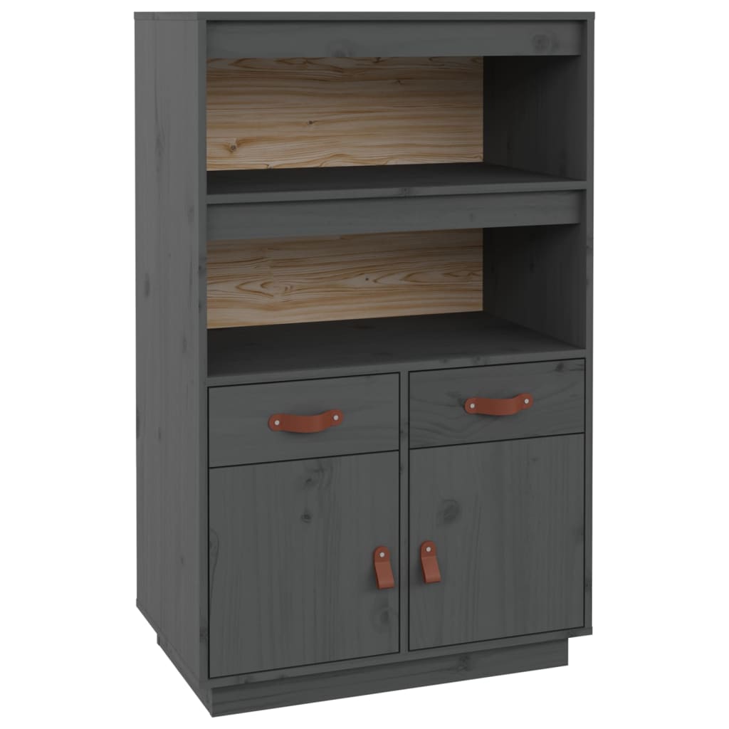 Hoge kast 67x40x108,5 cm massief grenenhout grijs - AllerleiShop