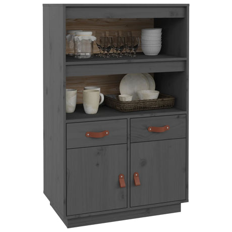 Hoge kast 67x40x108,5 cm massief grenenhout grijs - AllerleiShop