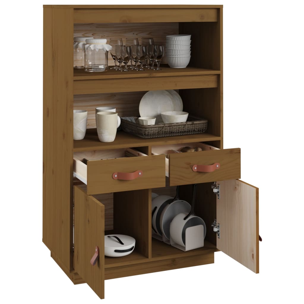 Hoge kast 67x40x108,5 cm massief grenenhout honingbruin - AllerleiShop