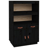 Hoge kast 67x40x108,5 cm massief grenenhout zwart - AllerleiShop