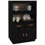 Hoge kast 67x40x108,5 cm massief grenenhout zwart - AllerleiShop