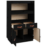 Hoge kast 67x40x108,5 cm massief grenenhout zwart - AllerleiShop