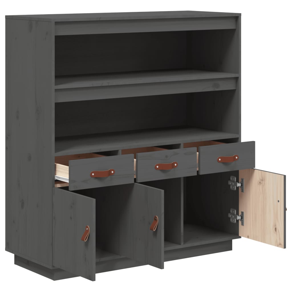 Hoge kast 100x40x108,5 cm massief grenenhout grijs - AllerleiShop