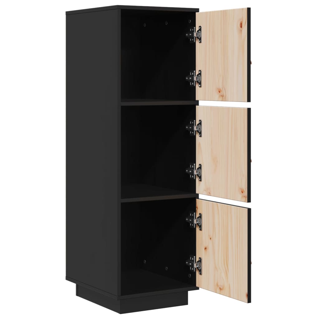 Hoge kast 34x40x108,5 cm massief grenenhout zwart - AllerleiShop