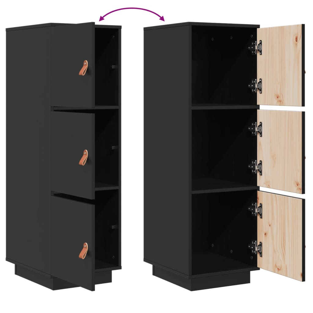 Hoge kast 34x40x108,5 cm massief grenenhout zwart - AllerleiShop