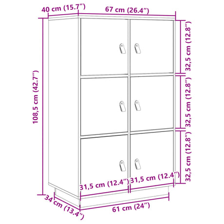 Hoge kast 67x40x108,5 cm massief grenenhout - AllerleiShop