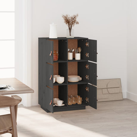 Hoge kast 67x40x108,5 cm massief grenenhout grijs - AllerleiShop