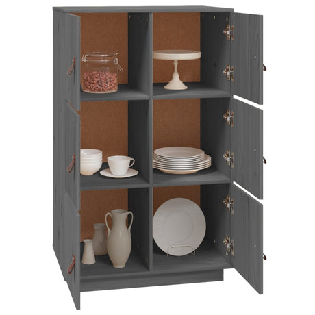 Hoge kast 67x40x108,5 cm massief grenenhout grijs - AllerleiShop