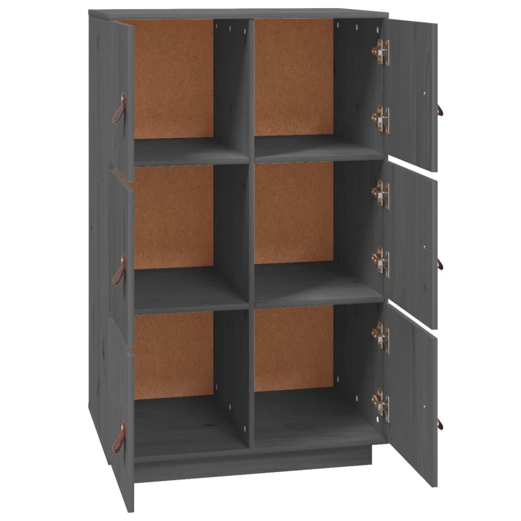 Hoge kast 67x40x108,5 cm massief grenenhout grijs - AllerleiShop