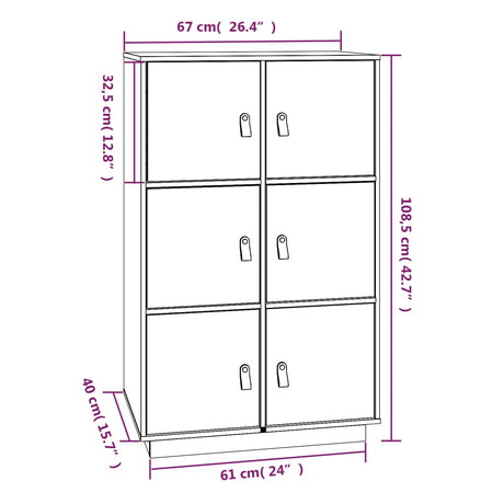 Hoge kast 67x40x108,5 cm massief grenenhout honingbruin - AllerleiShop