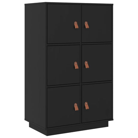 Hoge kast 67x40x108,5 cm massief grenenhout zwart - AllerleiShop