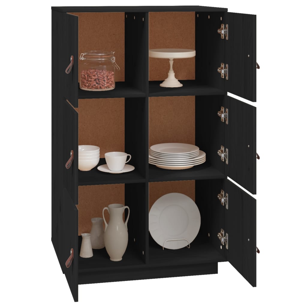 Hoge kast 67x40x108,5 cm massief grenenhout zwart - AllerleiShop