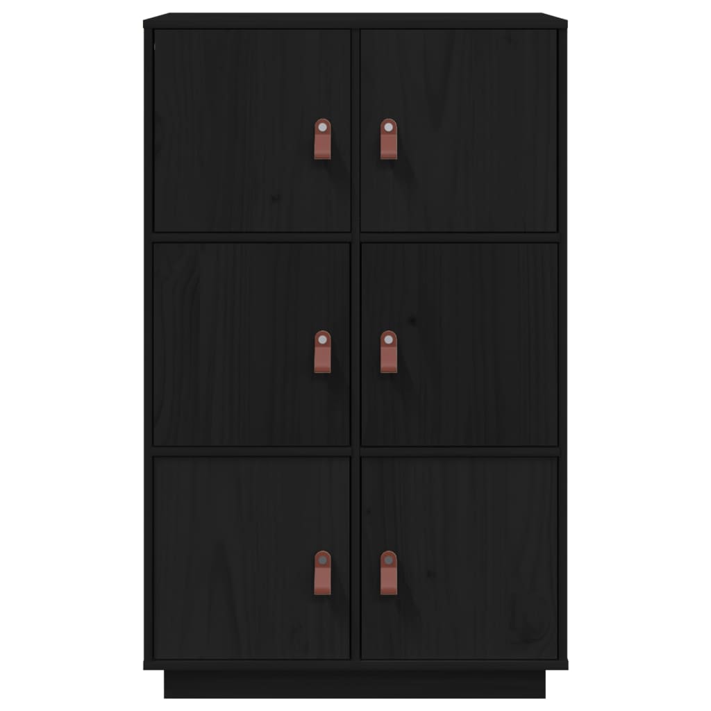 Hoge kast 67x40x108,5 cm massief grenenhout zwart - AllerleiShop