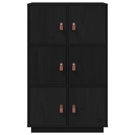 Hoge kast 67x40x108,5 cm massief grenenhout zwart - AllerleiShop