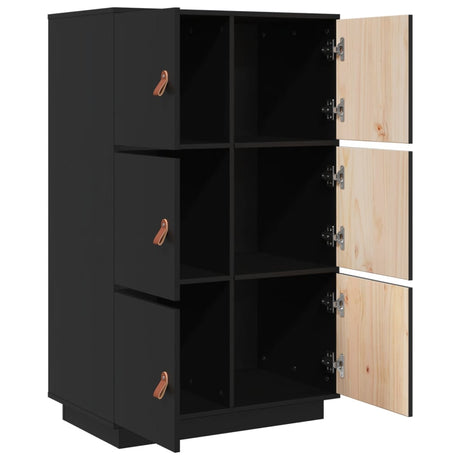 Hoge kast 67x40x108,5 cm massief grenenhout zwart - AllerleiShop