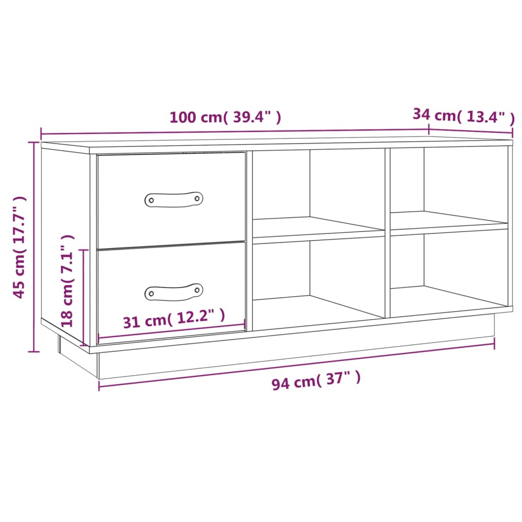 Schoenenbank 100x34x45 cm massief grenenhout - AllerleiShop