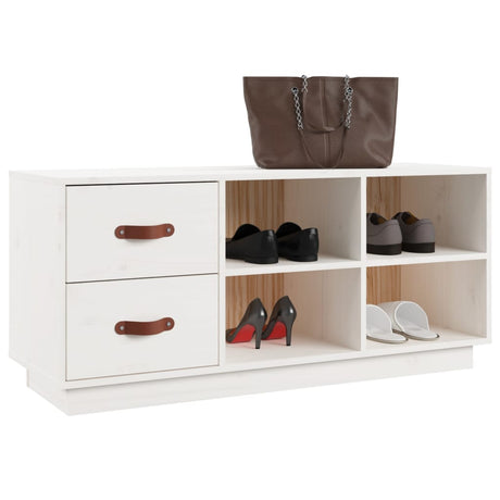 Schoenenbank 100x34x45 cm massief grenenhout wit - AllerleiShop