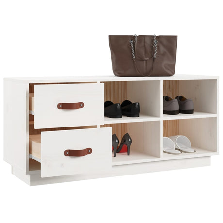 Schoenenbank 100x34x45 cm massief grenenhout wit - AllerleiShop