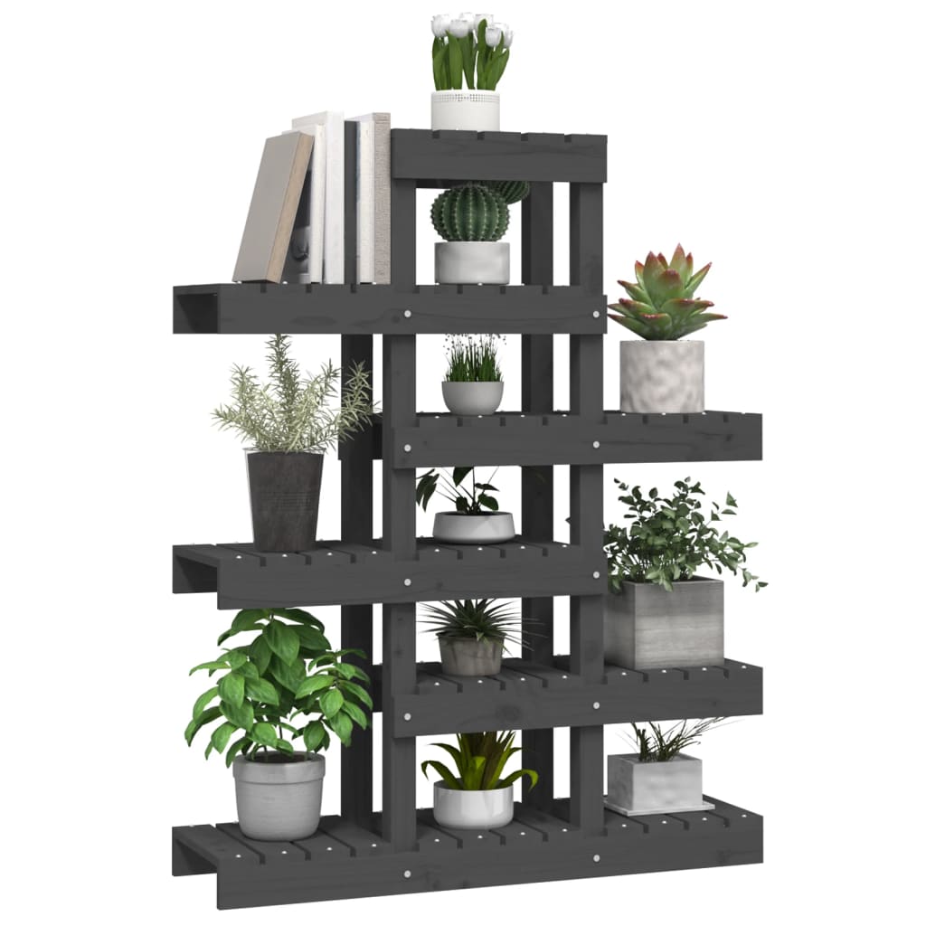 Plantenstandaard 85x25x109,5 cm massief grenenhout grijs - AllerleiShop