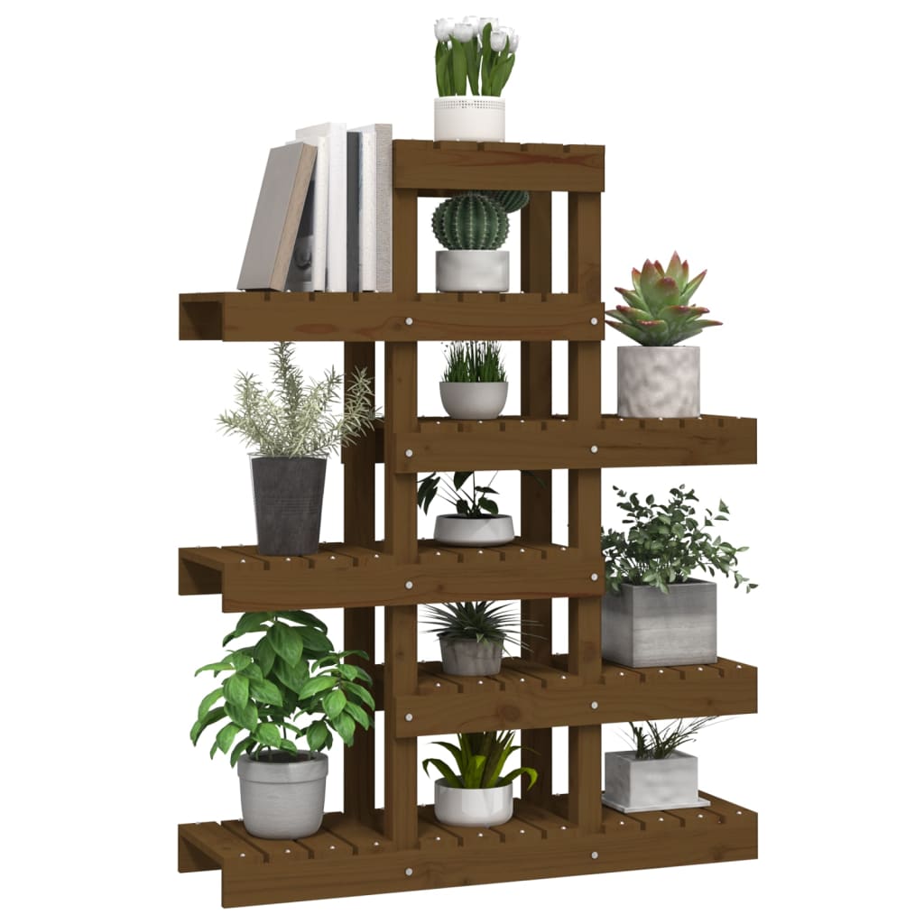 Plantenstandaard 85x25x109,5 cm massief grenenhout honingbruin - AllerleiShop