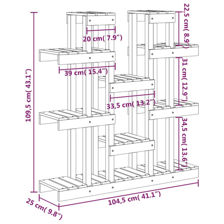 Plantenstandaard 104,5x25x109,5 cm grenenhout honingbruin - AllerleiShop