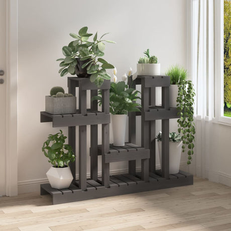 Plantenstandaard grijs 104,5x25x77,5 cm massief grenenhout - AllerleiShop