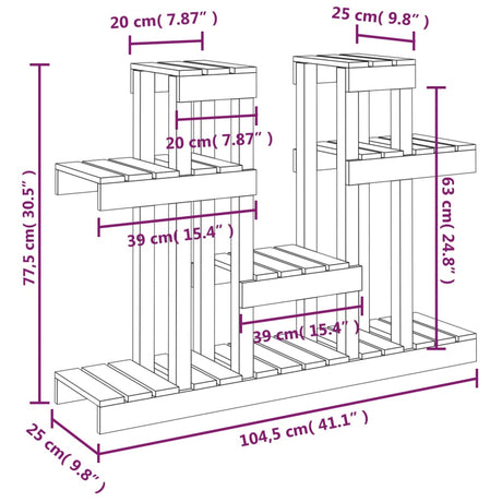 Plantenstandaard grijs 104,5x25x77,5 cm massief grenenhout - AllerleiShop