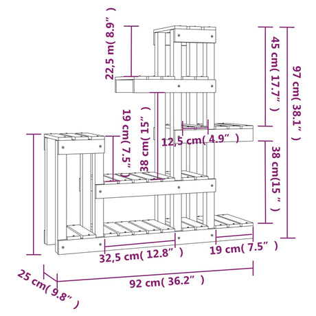 Plantenstandaard 92x25x97 cm massief grenenhout grijs - AllerleiShop