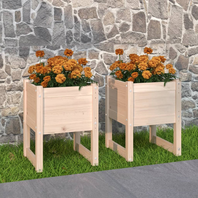 Plantenbakken 2 st 40x40x52,5 cm massief grenenhout - AllerleiShop