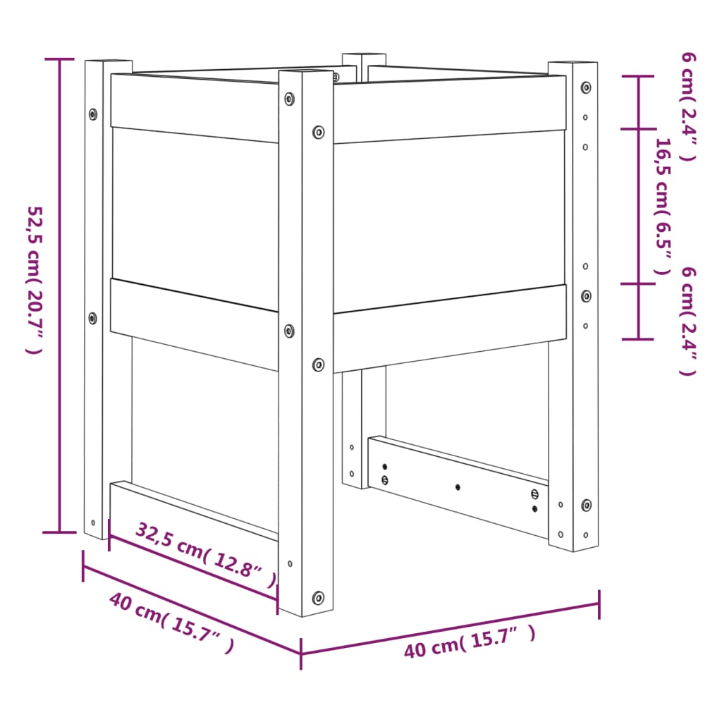 Plantenbak 40x40x52,5 cm massief grenenhout wit - AllerleiShop