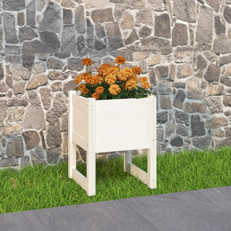 Plantenbak 40x40x52,5 cm massief grenenhout wit - AllerleiShop