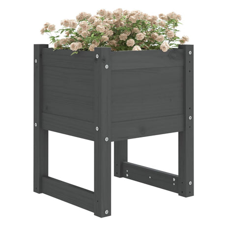 Plantenbak 40x40x52,5 cm massief grenenhout grijs - AllerleiShop