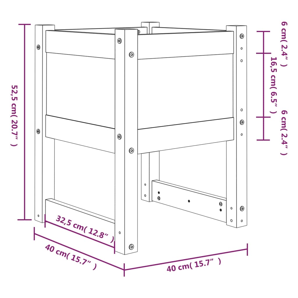 Plantenbakken 2 st 40x40x52,5 cm massief grenenhout grijs - AllerleiShop