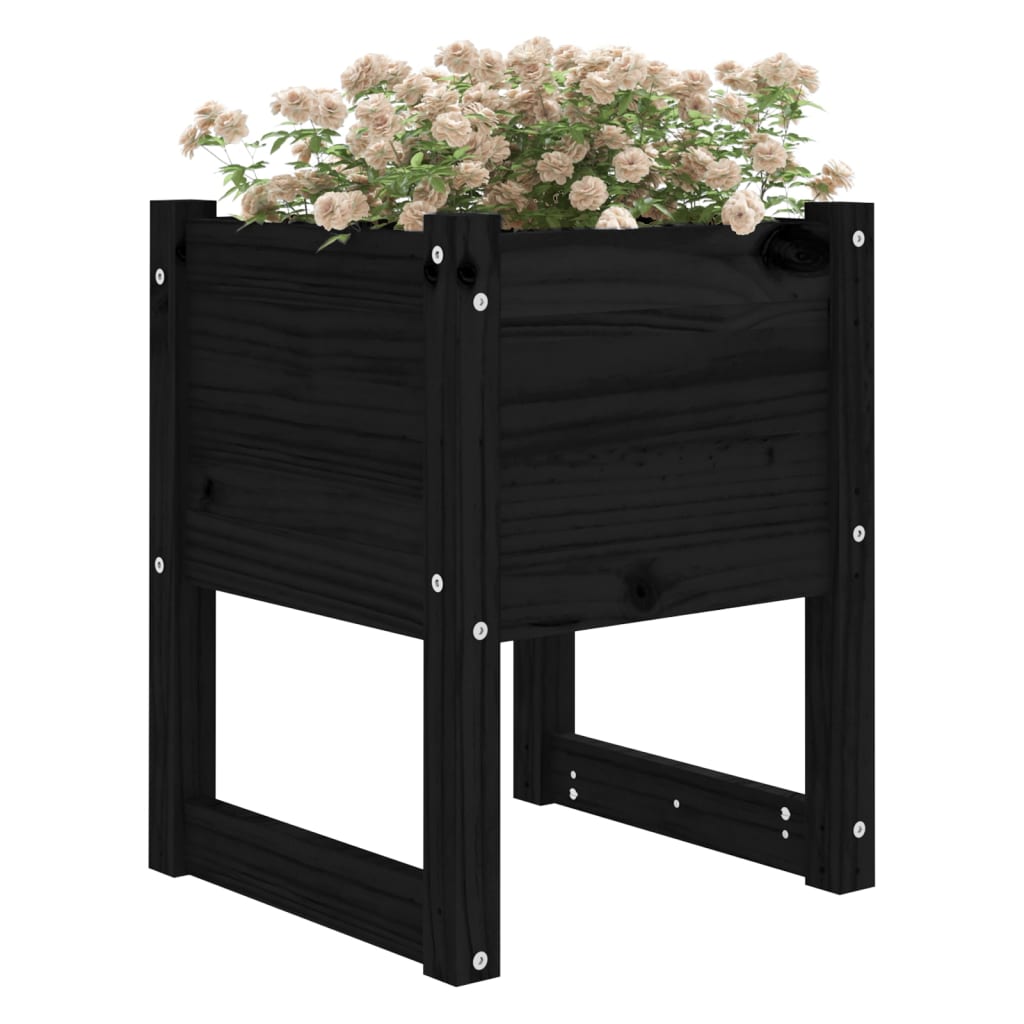 Plantenbak 40x40x52,5 cm massief grenenhout zwart - AllerleiShop