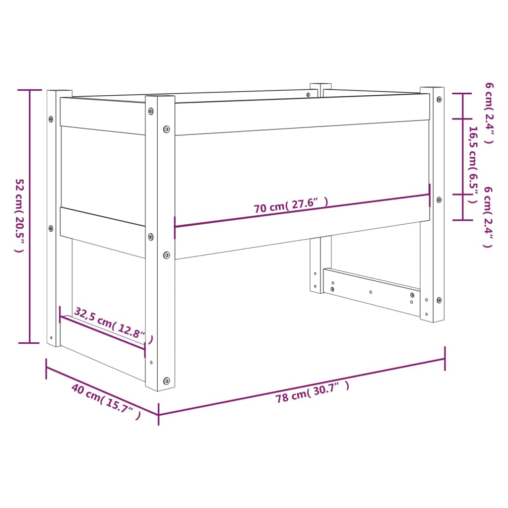 Plantenbak 78x40x52 cm massief grenenhout wit - AllerleiShop