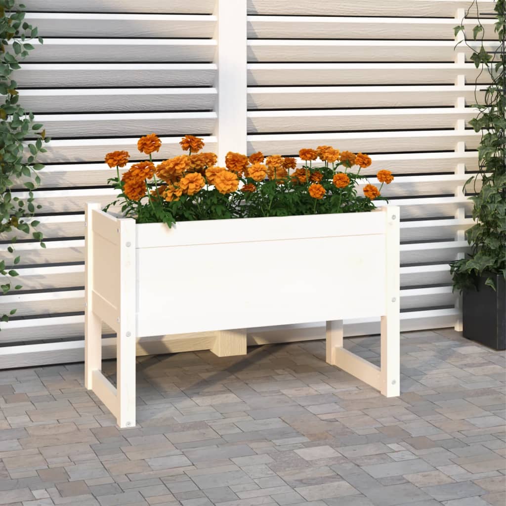 Plantenbak 78x40x52 cm massief grenenhout wit - AllerleiShop