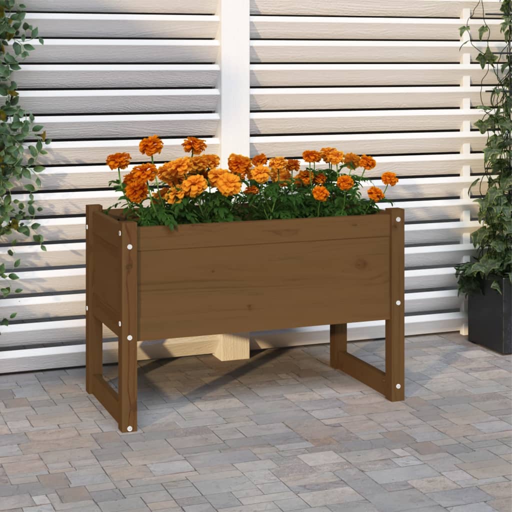 Plantenbak 78x40x52 cm massief grenenhout honingbruin - AllerleiShop