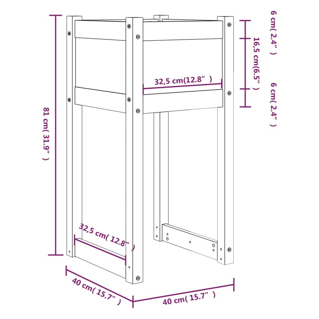 Plantenbak 40x40x81 cm massief grenenhout - AllerleiShop