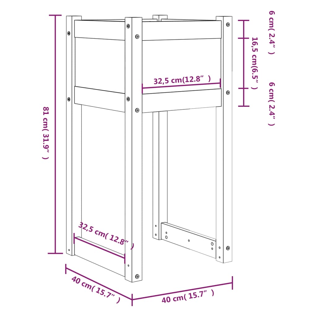 Plantenbakken 2 st 40x40x81 cm massief grenenhout - AllerleiShop