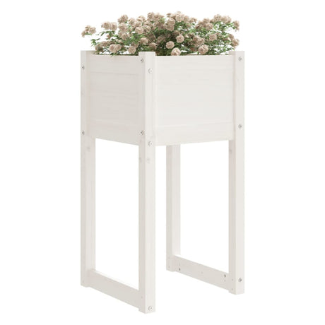 Plantenbakken 2 st 40x40x81 cm massief grenenhout wit - AllerleiShop