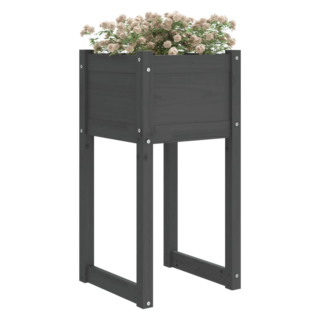 Plantenbak 40x40x81 cm massief grenenhout grijs - AllerleiShop