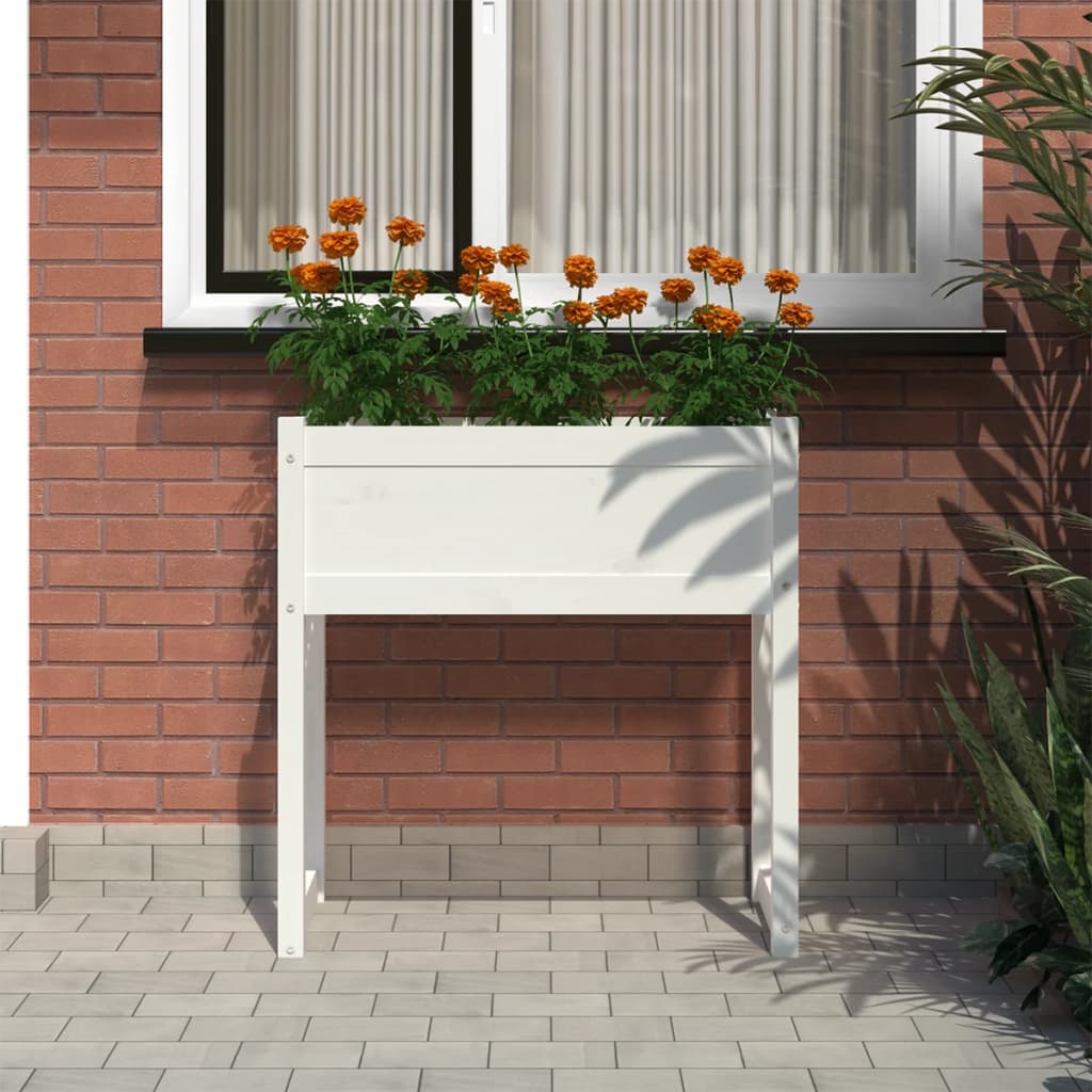 Plantenbak 78x40x81 cm massief grenenhout wit - AllerleiShop