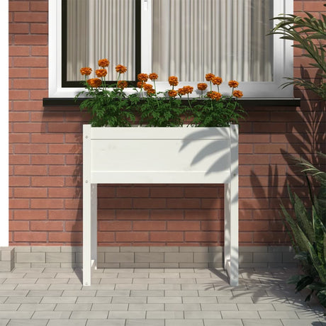 Plantenbak 78x40x81 cm massief grenenhout wit - AllerleiShop