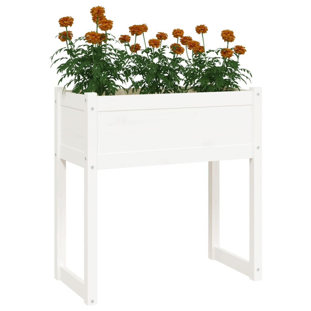 Plantenbak 78x40x81 cm massief grenenhout wit - AllerleiShop