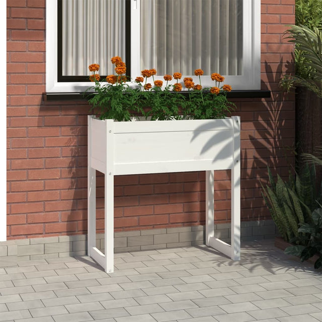 Plantenbak 78x40x81 cm massief grenenhout wit - AllerleiShop