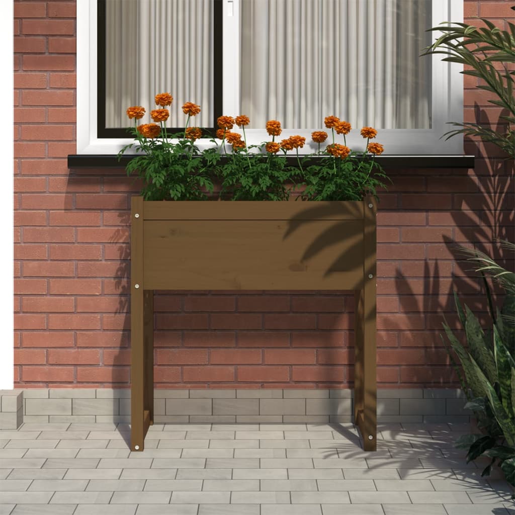 Plantenbak 78x40x81 cm massief grenenhout honingbruin - AllerleiShop