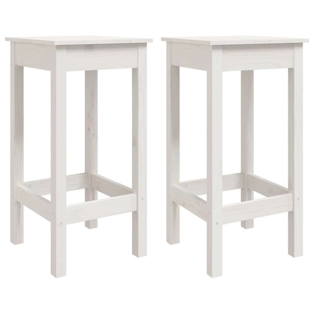 Barstoelen 2 st 40x40x78 cm massief grenenhout wit - AllerleiShop