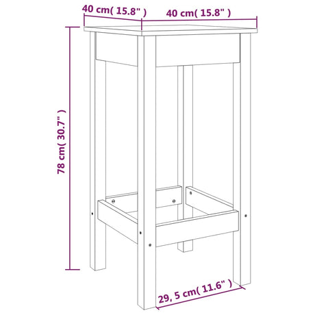 Barstoelen 2 st 40x40x78 cm massief grenenhout zwart - AllerleiShop